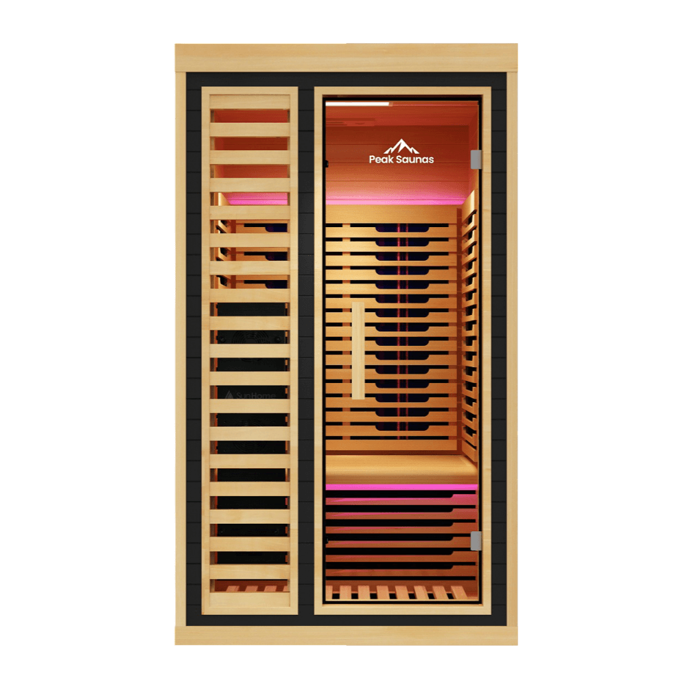 Reach the Peak of Wellness with Shasta Compact. Powerful. Premium. Introducing the Peak Saunas Shasta—a meticulously crafted 1-person infrared sauna designed for those who refuse to compromise on quality, technology, or wellness benefits. Built from susta