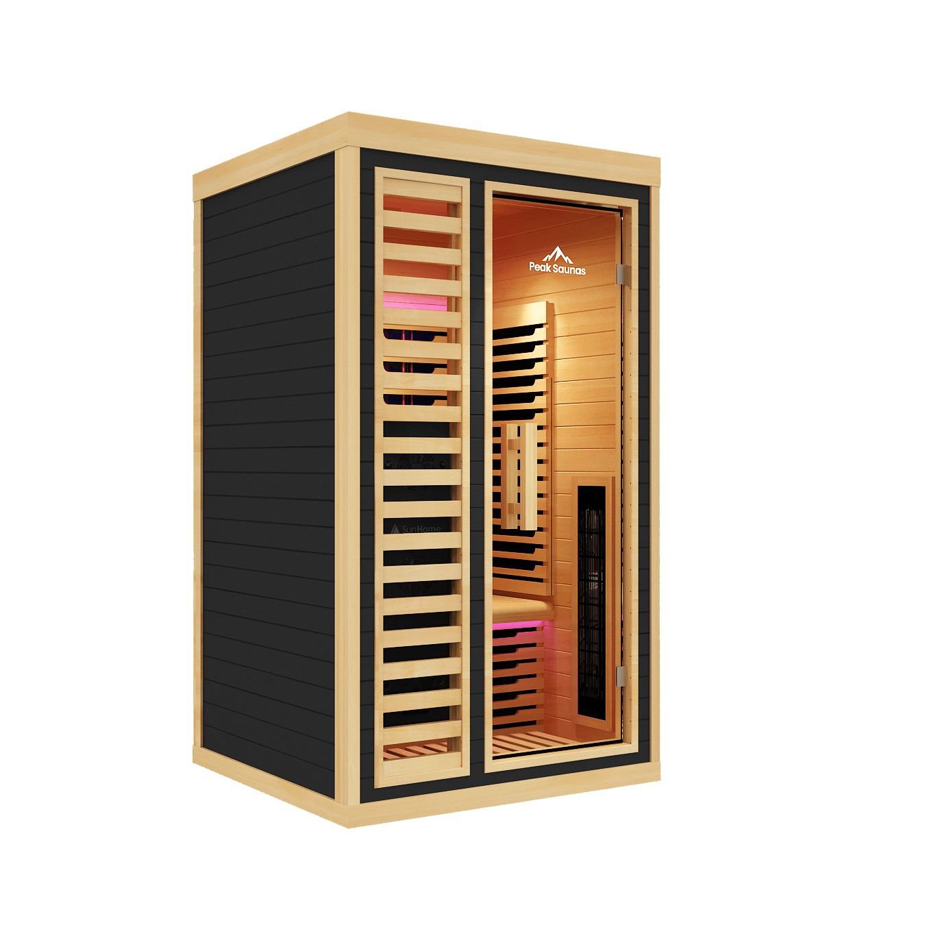 Reach the Peak of Wellness with Shasta Compact. Powerful. Premium. Introducing the Peak Saunas Shasta—a meticulously crafted 1-person infrared sauna designed for those who refuse to compromise on quality, technology, or wellness benefits. Built from susta