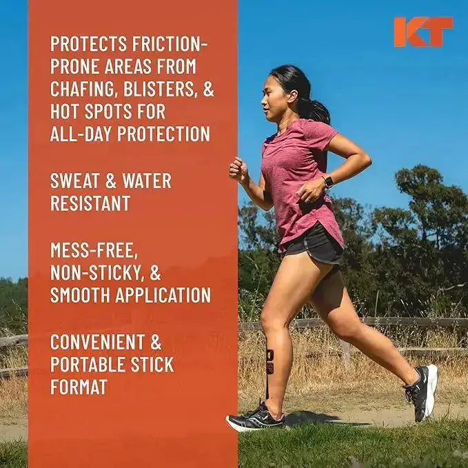 The newly redesigned KT Health Chafe Safe™ Anti-Friction Balm from KT Tape is designed to give long-lasting protection against chafing, blisters, and other skin irritations to help athletes stay focused on performing at their peak. The Balm's non-greasy s