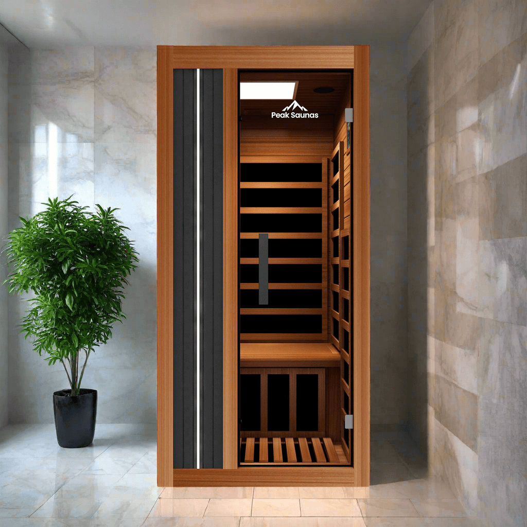 Reach the Peak of Personal Wellness with Aspen Compact luxury. Cedar craftsmanship. Pure infrared therapy. Introducing the Peak Saunas Aspen—a beautifully built indoor FAR infrared sauna designed for solo sessions without compromise. Crafted from aromatic