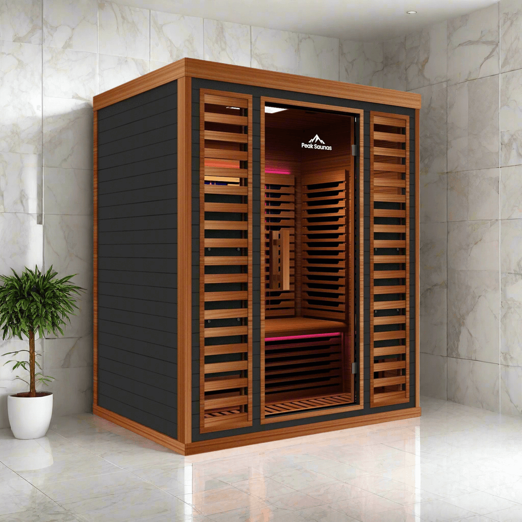Reach the Peak of Wellness with Matterhorn Even more room. Even more power. Even more rejuvenation. Introducing the Peak Saunas Matterhorn—a spacious 3-person infrared sauna engineered for those who want room to share or space to fully stretch out without