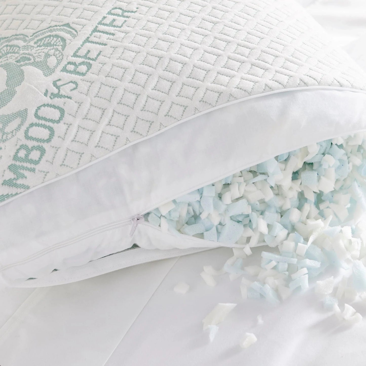 Eco-conscious memory foam pillow designed for personalized, cooling comfort The Adjustable Bamboo Cooling Pillow is engineered for your best night’s sleep—anywhere. Wrapped in a naturally breathable bamboo cover and filled with cooling gel-infused memory