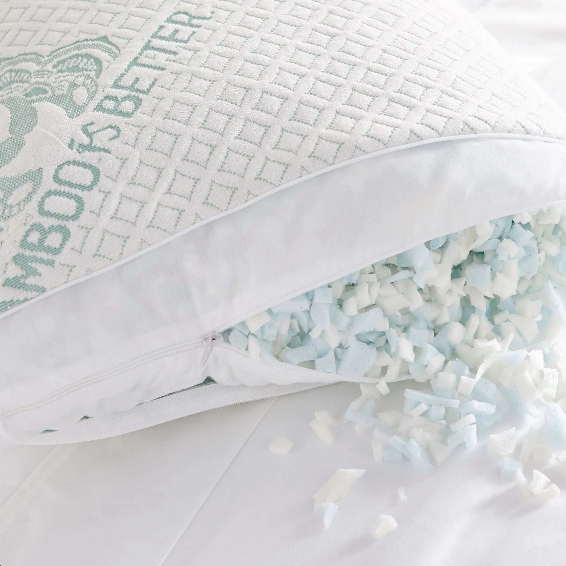 Eco-conscious memory foam pillow designed for personalized, cooling comfort The Adjustable Bamboo Cooling Pillow is engineered for your best night’s sleep—anywhere. Wrapped in a naturally breathable bamboo cover and filled with cooling gel-infused memory