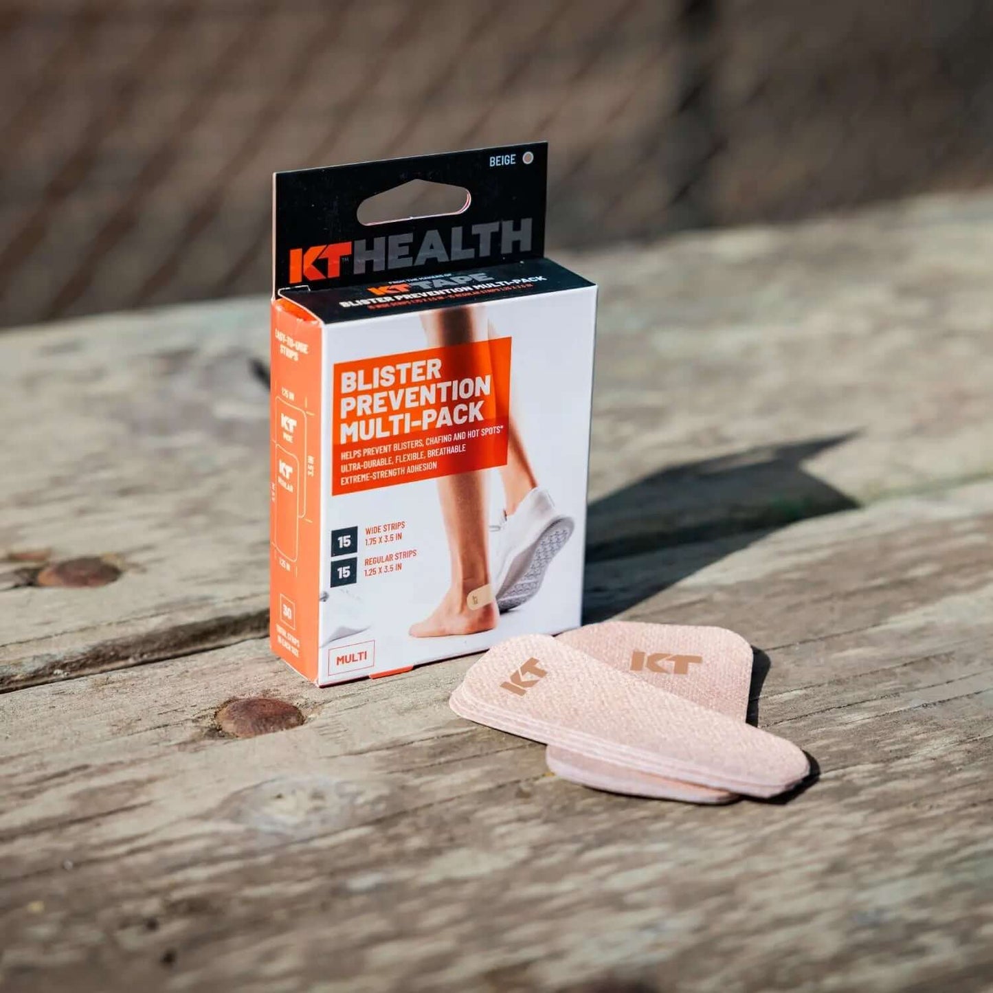 KT Health Blister Prevention Tape from KT Tape® is the pinnacle in athlete blister prevention care. These premium synthetic non-woven fabric strips are designed to help prevent athlete-related abrasion injuries, such as blisters, chafing, and hot spots*,