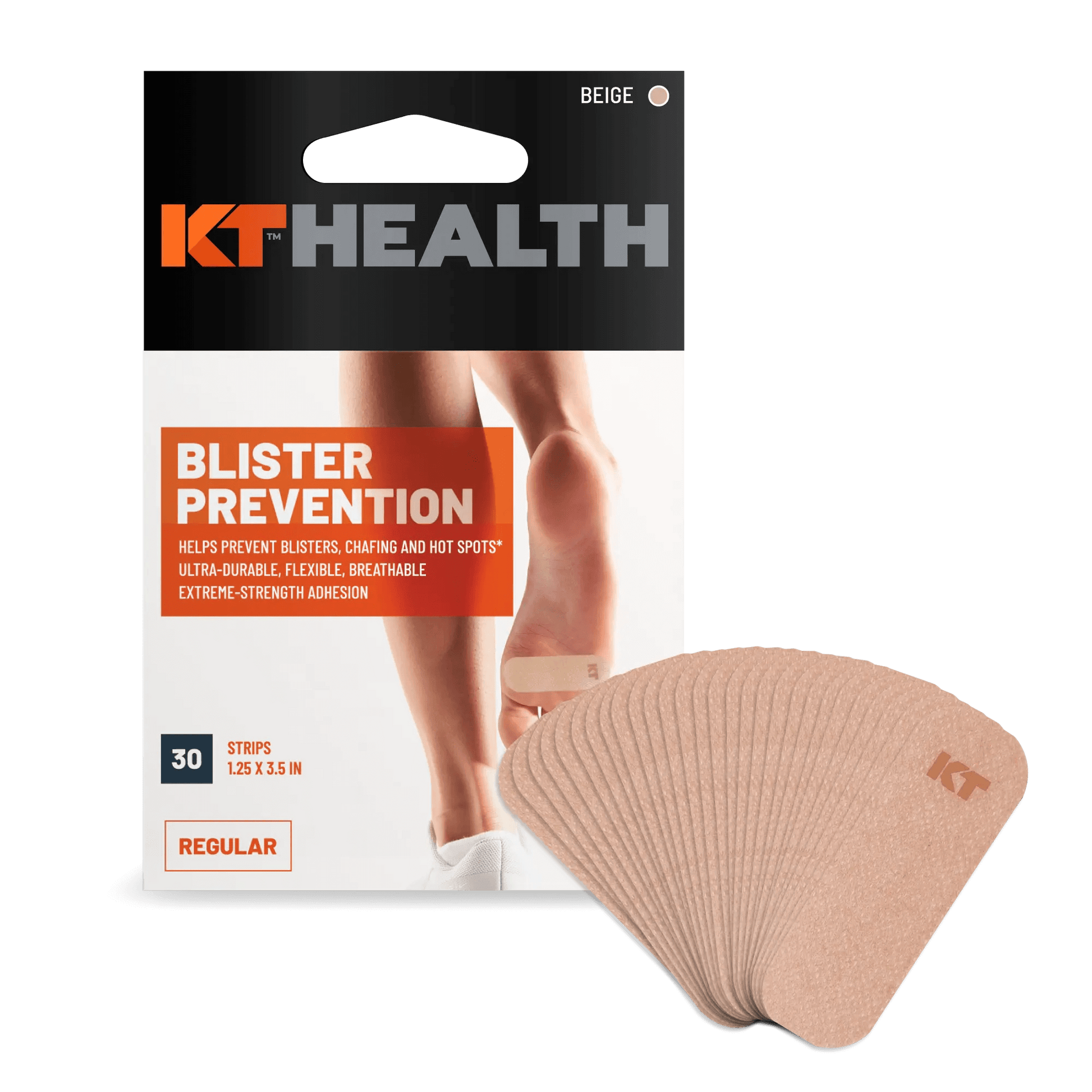 KT Health Blister Prevention Tape from KT Tape® is the pinnacle in athlete blister prevention care. These premium synthetic non-woven fabric strips are designed to help prevent athlete-related abrasion injuries, such as blisters, chafing, and hot spots*,