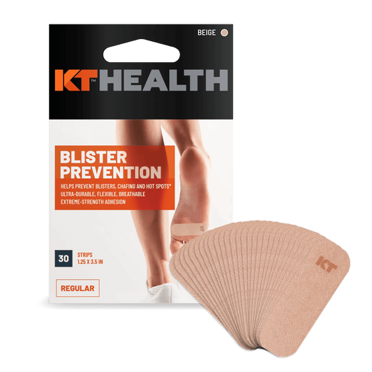 KT Health Blister Prevention Tape from KT Tape® is the pinnacle in athlete blister prevention care. These premium synthetic non-woven fabric strips are designed to help prevent athlete-related abrasion injuries, such as blisters, chafing, and hot spots*,