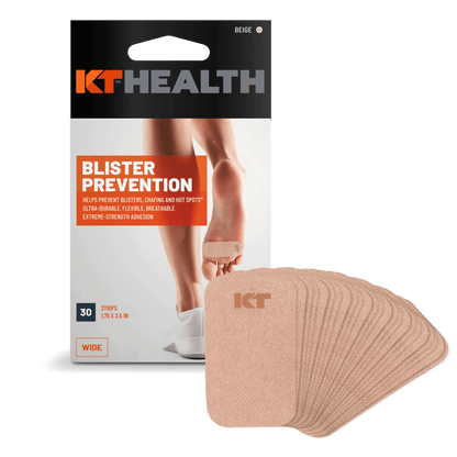 KT Health Blister Prevention Tape from KT Tape® is the pinnacle in athlete blister prevention care. These premium synthetic non-woven fabric strips are designed to help prevent athlete-related abrasion injuries, such as blisters, chafing, and hot spots*,