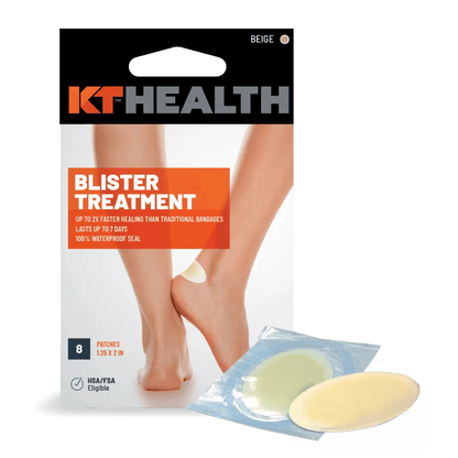 Blister Treatment for Hand, Feet, Heel and Toe Relief The KT Health Blister Treatment Patch is designed specifically to protect and promote healing of blisters on feet, especially on high-friction areas like the heel and toe, during athletic activity and