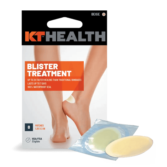 Blister Treatment for Hand, Feet, Heel and Toe Relief The KT Health Blister Treatment Patch is designed specifically to protect and promote healing of blisters on feet, especially on high-friction areas like the heel and toe, during athletic activity and