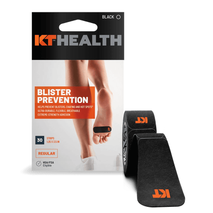 KT Health Blister Prevention Tape from KT Tape® is the pinnacle in athlete blister prevention care. These premium synthetic non-woven fabric strips are designed to help prevent athlete-related abrasion injuries, such as blisters, chafing, and hot spots*,