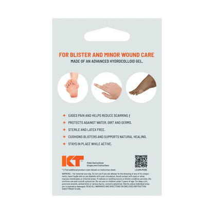 Blister Treatment for Hand, Feet, Heel and Toe Relief The KT Health Blister Treatment Patch is designed specifically to protect and promote healing of blisters on feet, especially on high-friction areas like the heel and toe, during athletic activity and