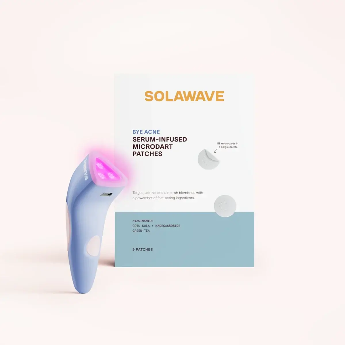 Combat breakouts, pimples, and inflammation with a targeted, two-step routine featuring an FDA-cleared device that combines Blue and Red Light Therapies with soothing, serum-infused Microdart Patches.