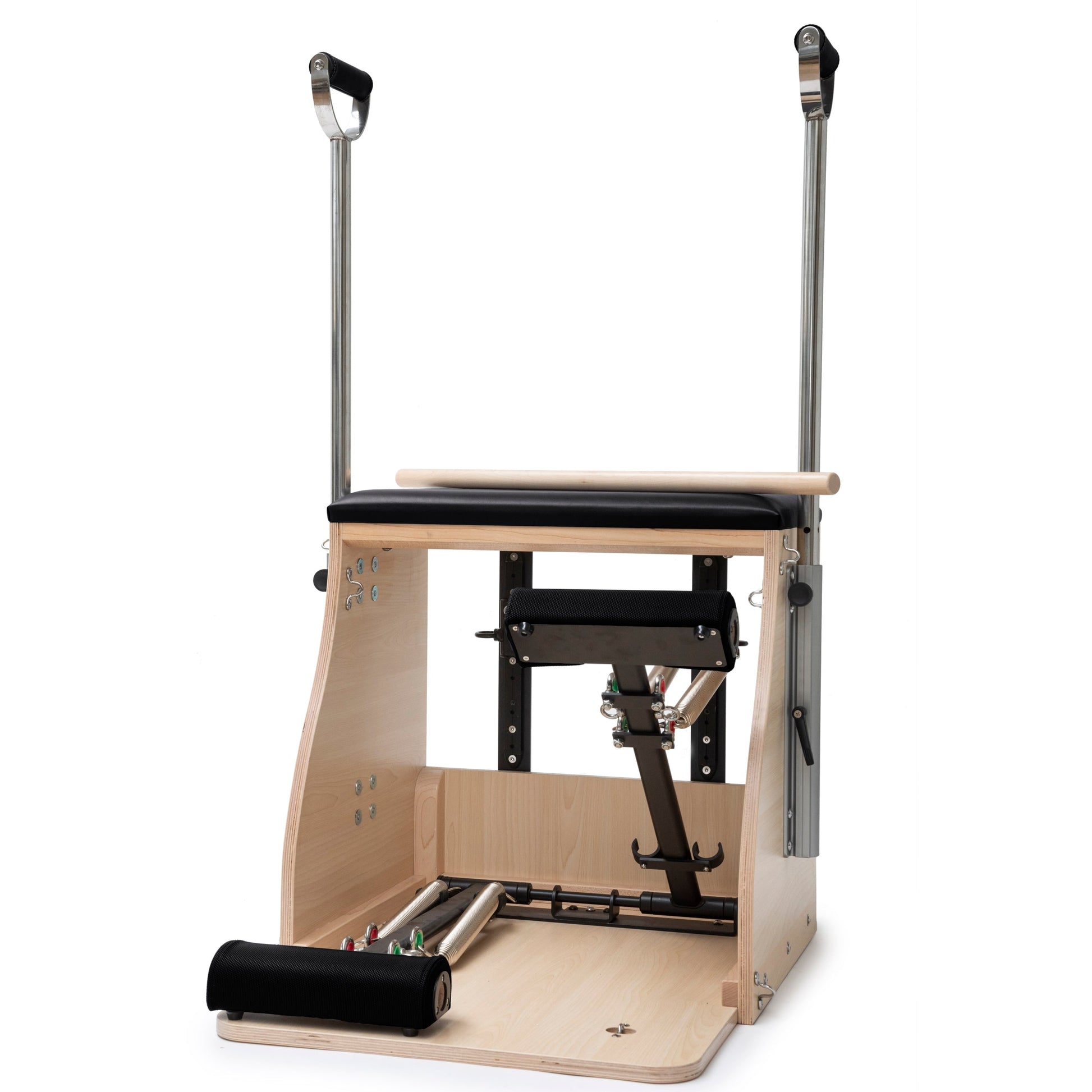 Made of high quality wood. Perfect stability Special padded system for foot bars. With innovative lower spring system for reverse resistance. Spring anchoring system on the rear bar in different positions. Springs: 2 medium resistance – Green, 2 high resi
