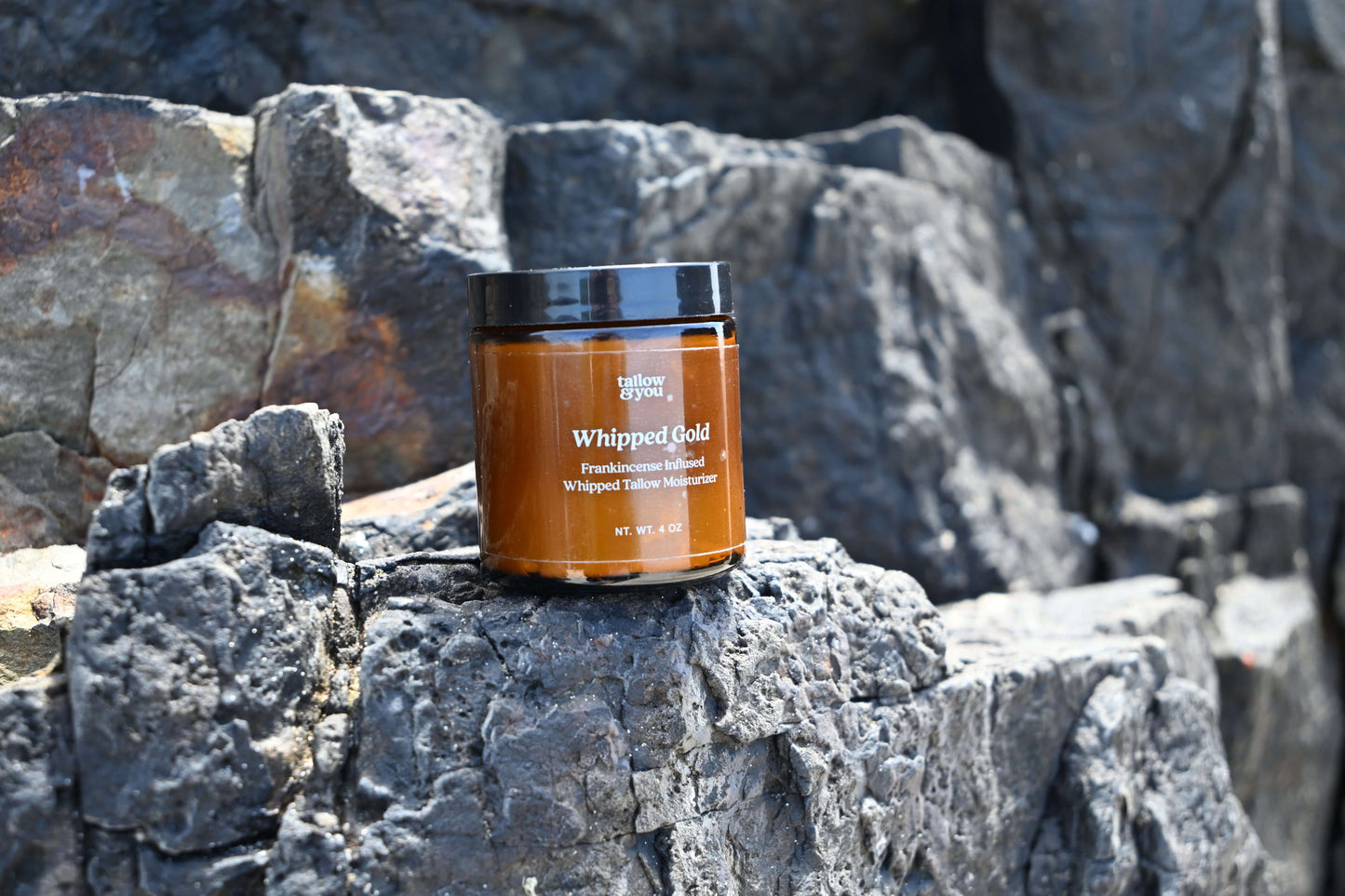Whipped tallow; Jojoba oil; Infused frankincense Ingredients: This formula contains 100% grass-fed and finished beef tallow, including vitamins A, E, D, K, B12, omega fatty acids, palmitic, ascorbic and stearic acid, infused frankincense resin in jojoba o