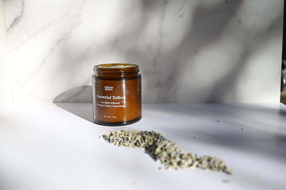 Whipped Tallow; Jojoba Oil; Infused Lavender Flower. Ingredients: This formula contains 100% grass-fed and finished beef tallow, including vitamins A, E, D, K, B12, omega fatty acids, palmitic, ascorbic and stearic acid, infused lavender in jojoba oil. Wh