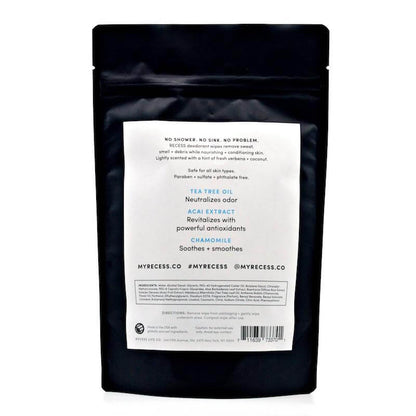 MAIN BENEFITOur bestseller! 50% of people reapply deodorant every day, reapplying stick deodorant layered on top of leftover deodorant and odor. Ick! Our Aluminum-free deodorant wipe solves this problem!ADDITIONAL BENEFITSRemoves sweat, odor + debris.Reap