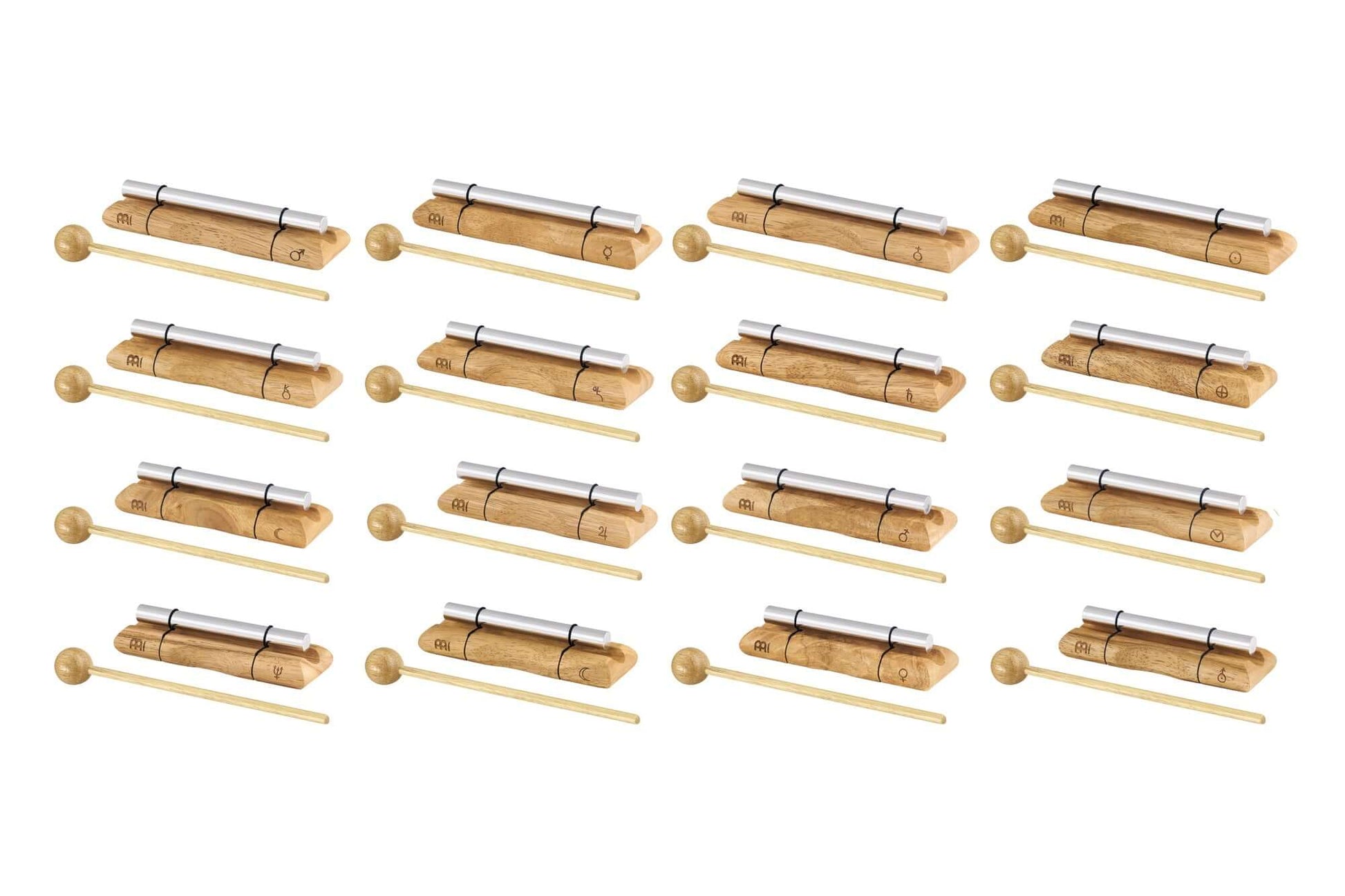 The complete setup of Energy Chimes offers all 16 planetary and chakra tunings in one set. This professional energy chime set is ideal for meditation, yoga, therapeutics, sound healing, and spiritual practices. Position the chimes on the specified body re