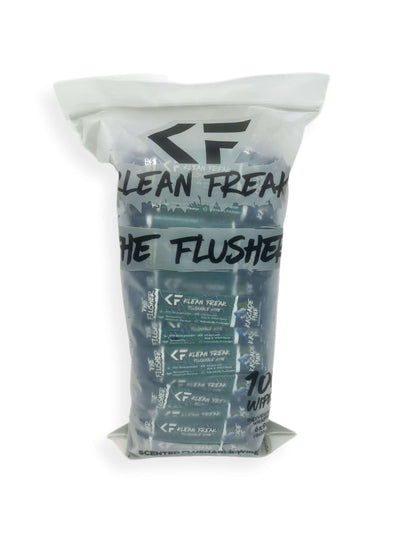 100 wipes of your favorite scent! The Klean Freak Flusher - Flushable wipe, helping you stay fresh and Klean during those dirty times...A fresh and Klean booty is our duty! Each wipe contains zero alcohol and is enhanced with Aloe and Witch Hazel for cool
