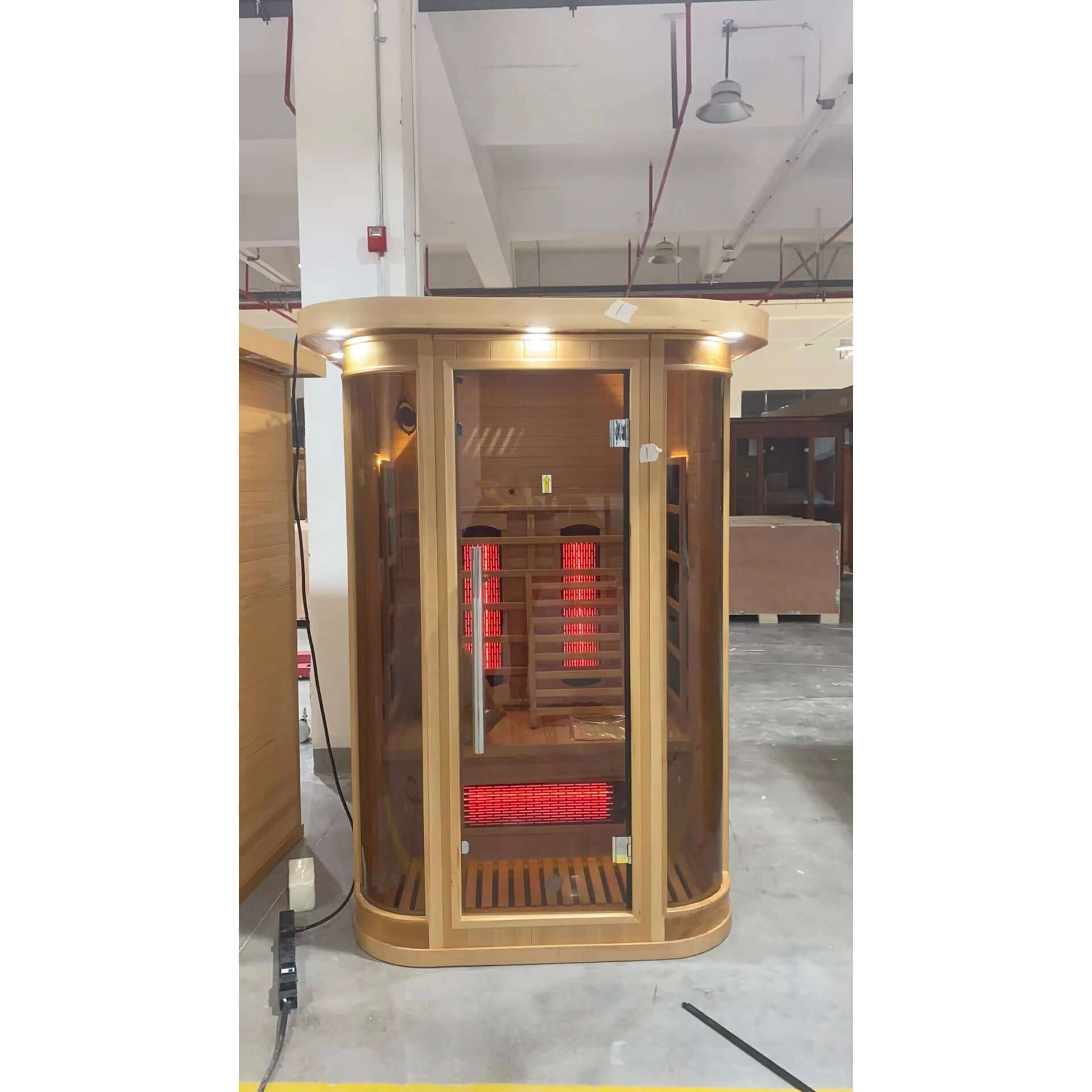 Product Description 01.Introduction Far-infrared sauna room is a new generation of sauna equipment heated byfull spectrum and carbon panel, with wooden sauna house as the carrier. The heating plate is inlaid around the sauna room, the heating is even and