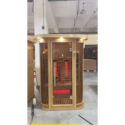 Product Description 01.Introduction Far-infrared sauna room is a new generation of sauna equipment heated byfull spectrum and carbon panel, with wooden sauna house as the carrier. The heating plate is inlaid around the sauna room, the heating is even and