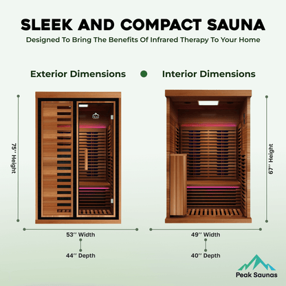 Reach the Peak of Wellness with Fuji More space. More heat. More relaxation. Introducing the Peak Saunas Fuji—the most spacious and feature-rich 2-person infrared sauna available. Designed for those who crave luxury, comfort, and powerful wellness benefit