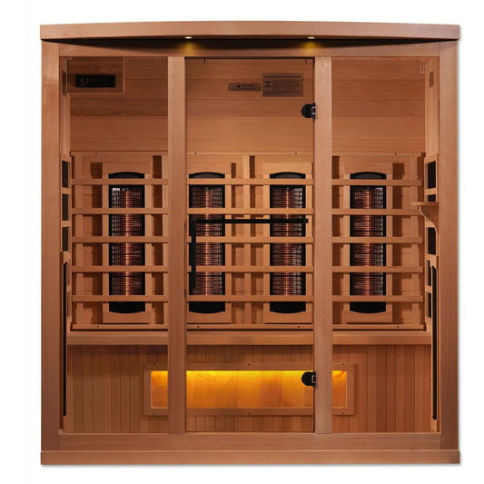SAUNA EVOLUTION Full Spectrum 8000 Reserve Series with Himalayan Salt is constructed of 100% Canadian Hemlock Fir and easily assembled by two adults. Heating panels feature PureTech™ Heating Technology that uses NEAR, MID and FAR wavelengths to deliver fu