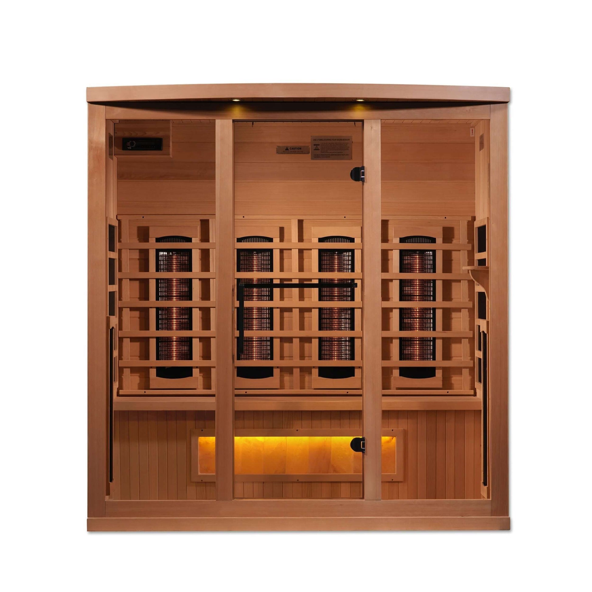 SAUNA EVOLUTION Full Spectrum 8000 Reserve Series with Himalayan Salt is constructed of 100% Canadian Hemlock Fir and easily assembled by two adults. Heating panels feature PureTech™ Heating Technology that uses NEAR, MID and FAR wavelengths to deliver fu