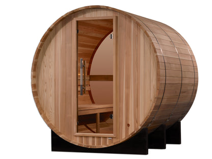 Golden Designs "Zurich" 4 Person Barrel with Bronze Privacy View Sauna