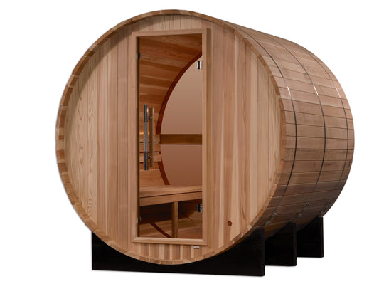Golden Designs "Zurich" 4 Person Barrel with Bronze Privacy View Sauna