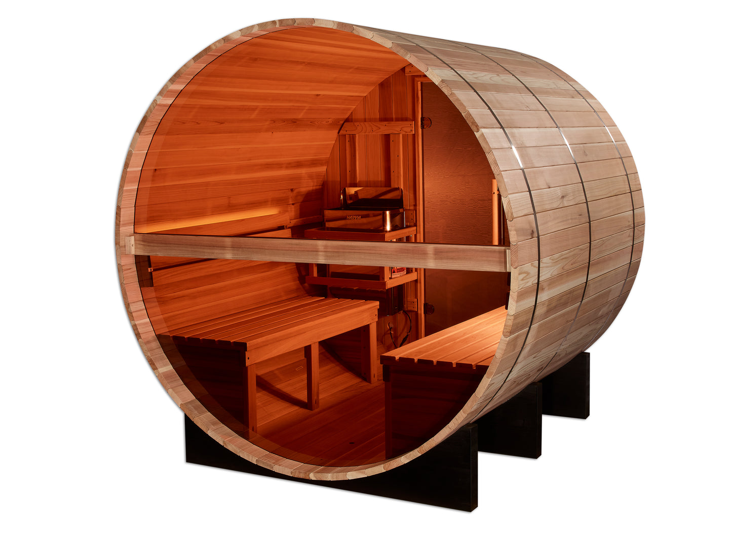 Golden Designs "Zurich" 4 Person Barrel with Bronze Privacy View Sauna