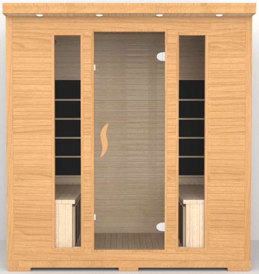 Product Description 01.Introduction Far-infrared sauna room is a new generation of sauna equipment heated byfull spectrum and carbon panel, with wooden sauna house as the carrier. The heating plate is inlaid around the sauna room, the heating is even and