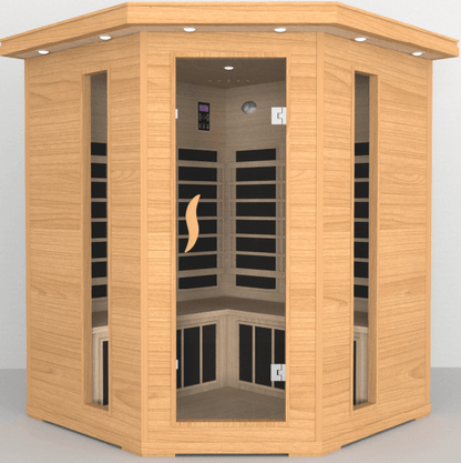 Product Description 01.Introduction Far-infrared sauna room is a new generation of sauna equipment heated byfull spectrum and carbon panel, with wooden sauna house as the carrier. The heating plate is inlaid around the sauna room, the heating is even and