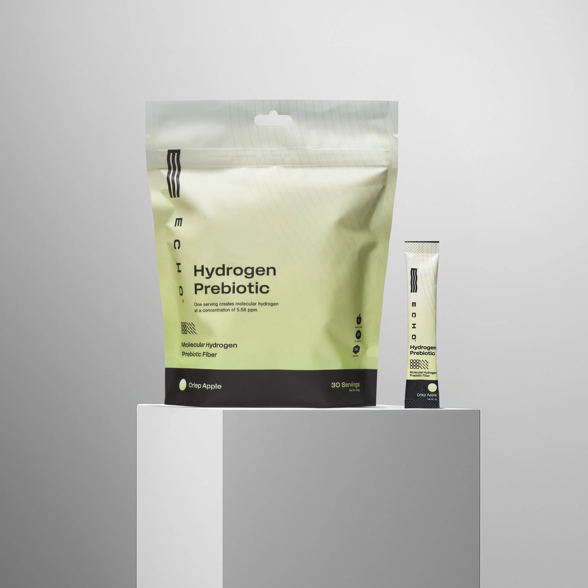 Instantly turn any 12-16 ounce serving of water into a hydrogen prebiotic powerhouse. Echo Hydrogen Stick Packs (30 count) combine clinically-backed molecular hydrogen with prebiotic fiber and crisp flavor to elevate energy, clarity, and gut health — all