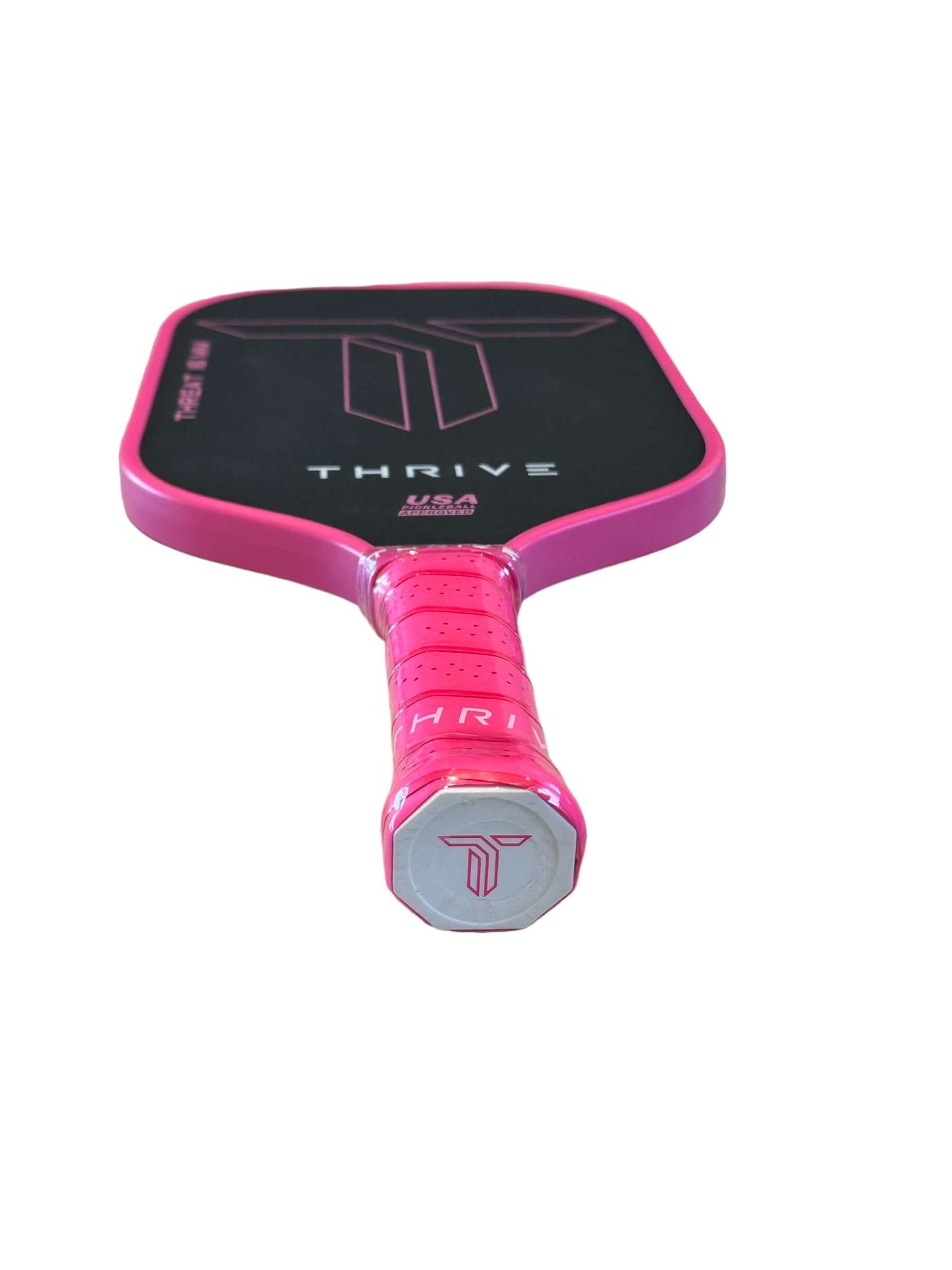 ** If you want an even more specific swing weight, please submit request in cart in the Order Special Instructions section The Pink Threat is the perfect combination of power, control, feel, and spin. As many elongated thermoformed paddles are very high i