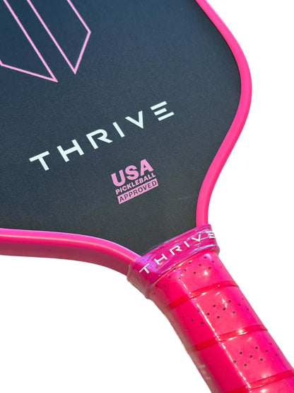 ** If you want an even more specific swing weight, please submit request in cart in the Order Special Instructions section The Pink Threat is the perfect combination of power, control, feel, and spin. As many elongated thermoformed paddles are very high i