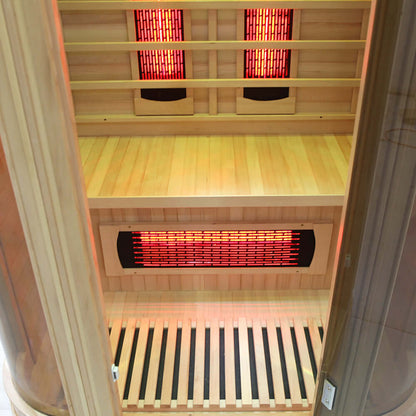 Product Description 01.Introduction Far-infrared sauna room is a new generation of sauna equipment heated byfull spectrum and carbon panel, with wooden sauna house as the carrier. The heating plate is inlaid around the sauna room, the heating is even and