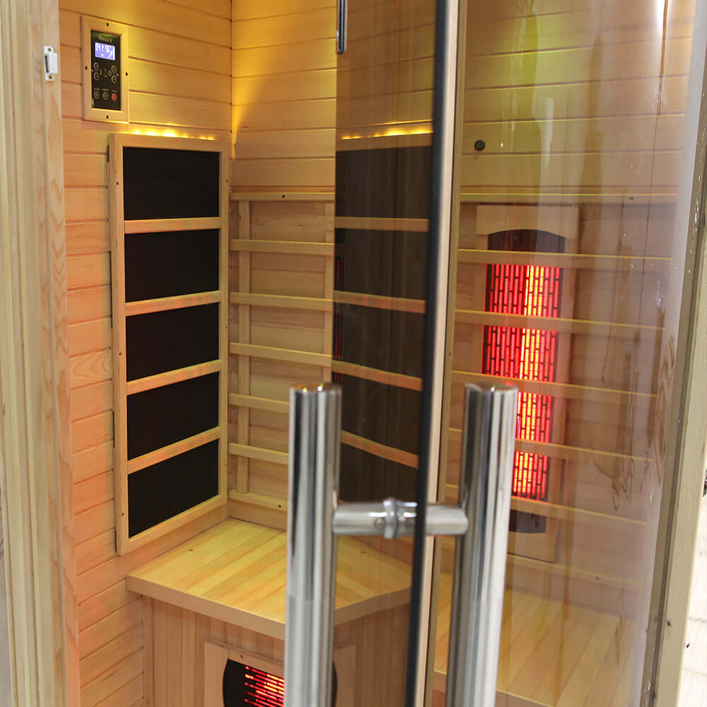 Product Description 01.Introduction Far-infrared sauna room is a new generation of sauna equipment heated byfull spectrum and carbon panel, with wooden sauna house as the carrier. The heating plate is inlaid around the sauna room, the heating is even and