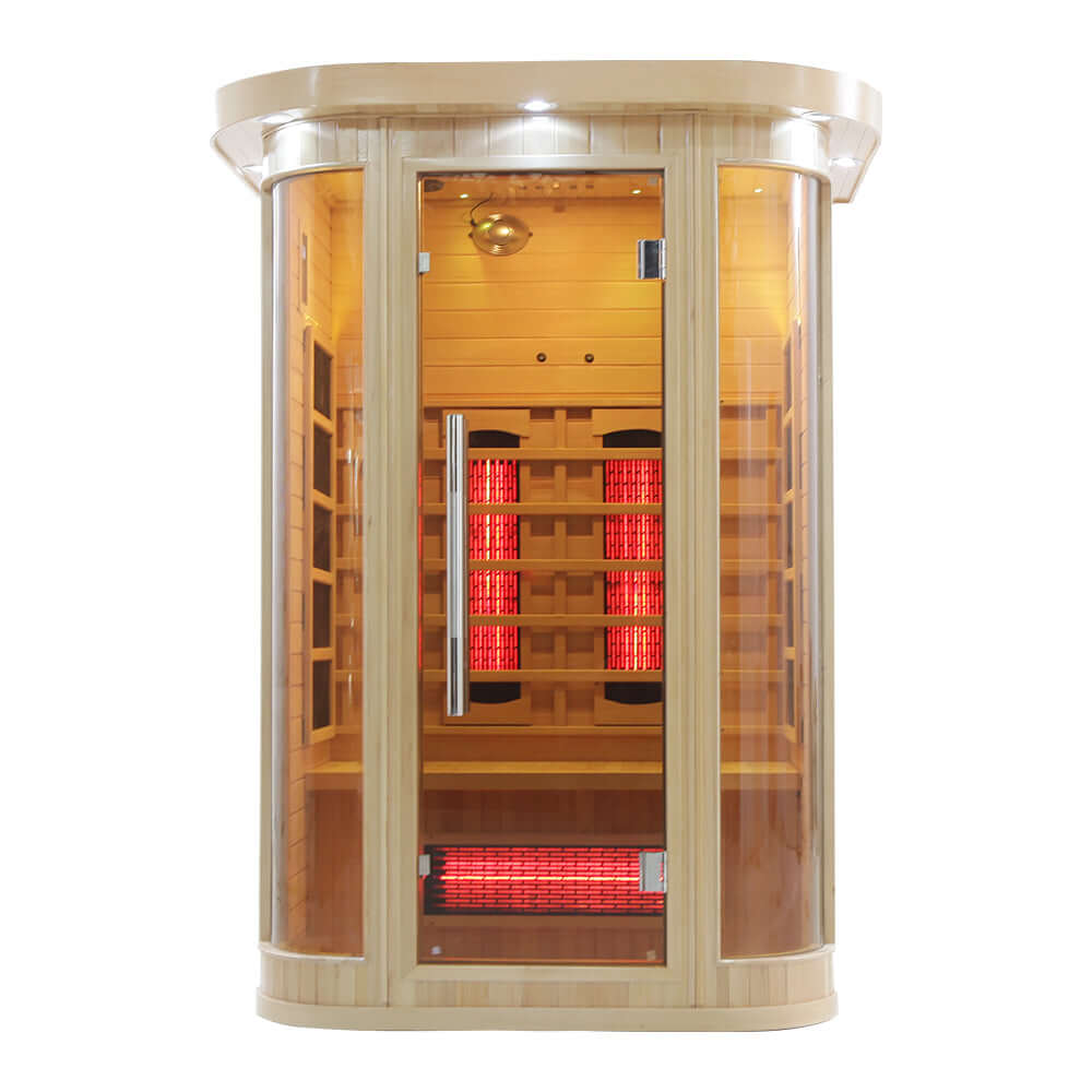 Product Description 01.Introduction Far-infrared sauna room is a new generation of sauna equipment heated byfull spectrum and carbon panel, with wooden sauna house as the carrier. The heating plate is inlaid around the sauna room, the heating is even and