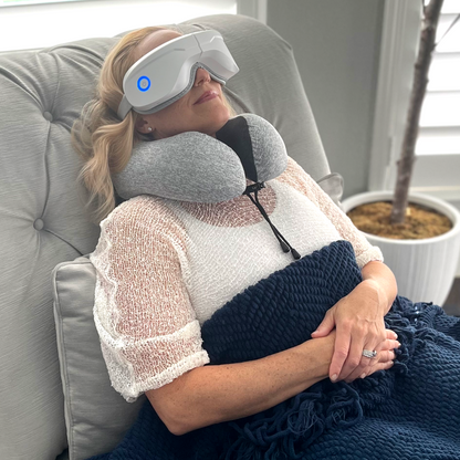 iReliev Relaxable™ Eye Massager with Heat – your ultimate solution for soothing relief and relaxation! This Ireliev heated eye massager offers rhythmic compression therapy, heat, and vibration to target 10 acupressure points around your eyes.