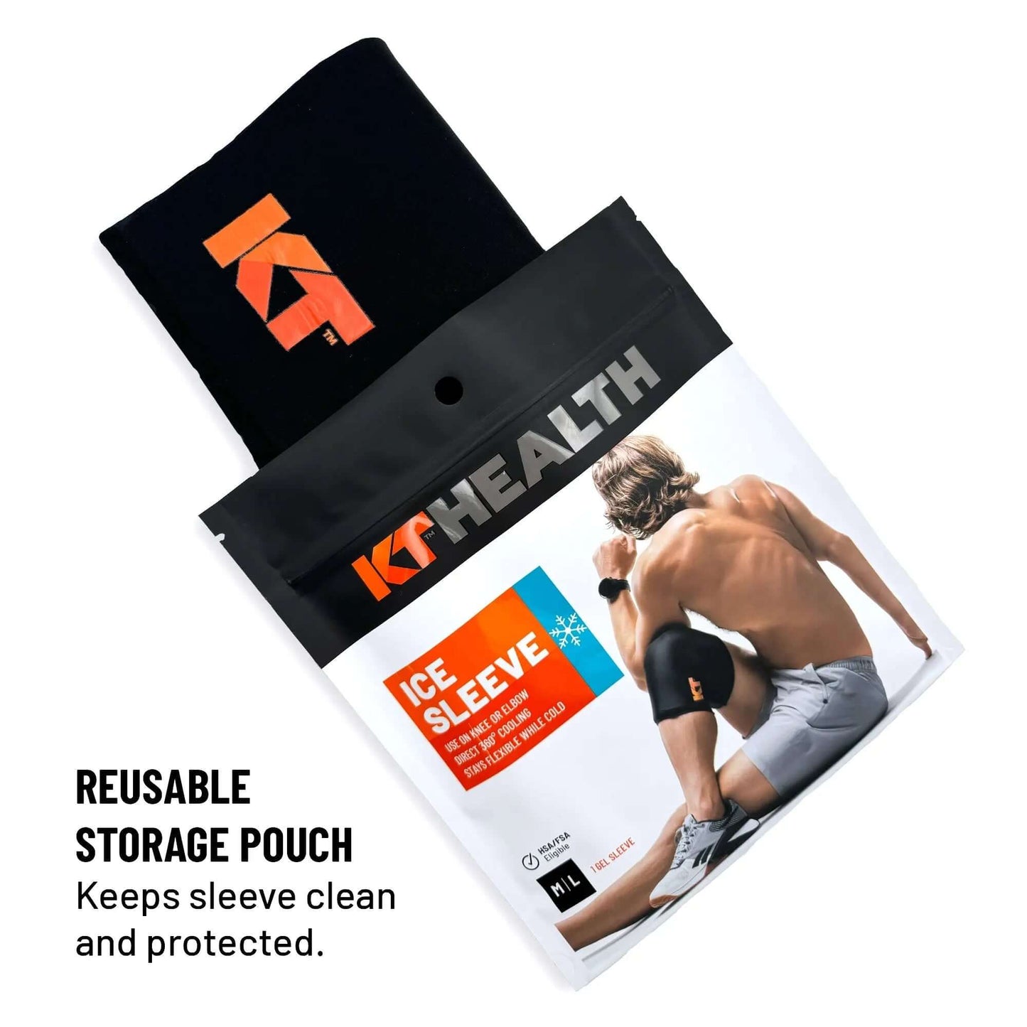 The KT Health Ice Sleeve is the best way to get both cold therapy and flexible compression for sore muscles and joints. With a breakthrough design that molds around elbows, knees and other joints, the KT Ice Sleeve makes it easy to apply up to 20 minutes