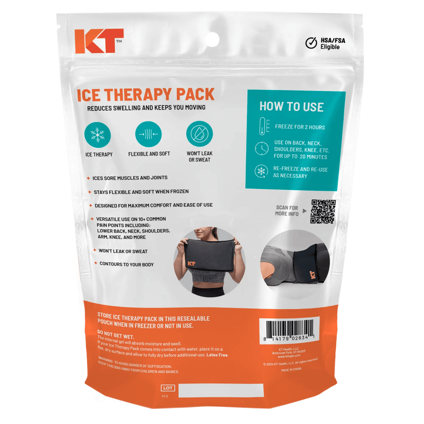 The KT Health Ice Therapy Pack is the best way to get cold therapy for sore muscles and joints in a comfortable and effective way. Designed specifically for use on areas including lower back, neck, shoulders, and more, anywhere too big for a sleeve. With