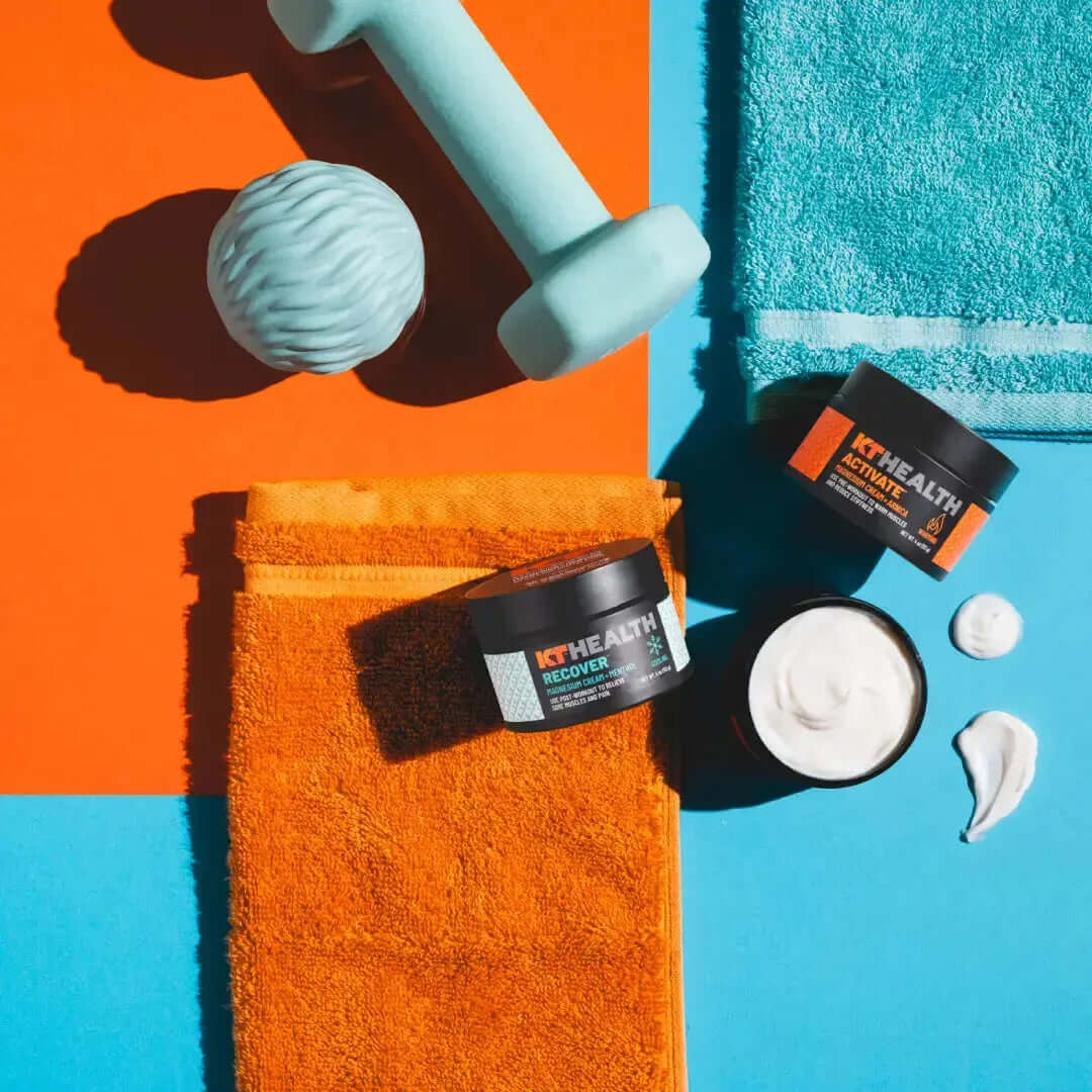 Unlock Your Best Performance and enhance muscle recovery with KT Health Magnesium Creams – the ultimate solution for pre- and post-workout muscle care, relief and calming recovery. Designed for athletes and active individuals, our innovative creams provid