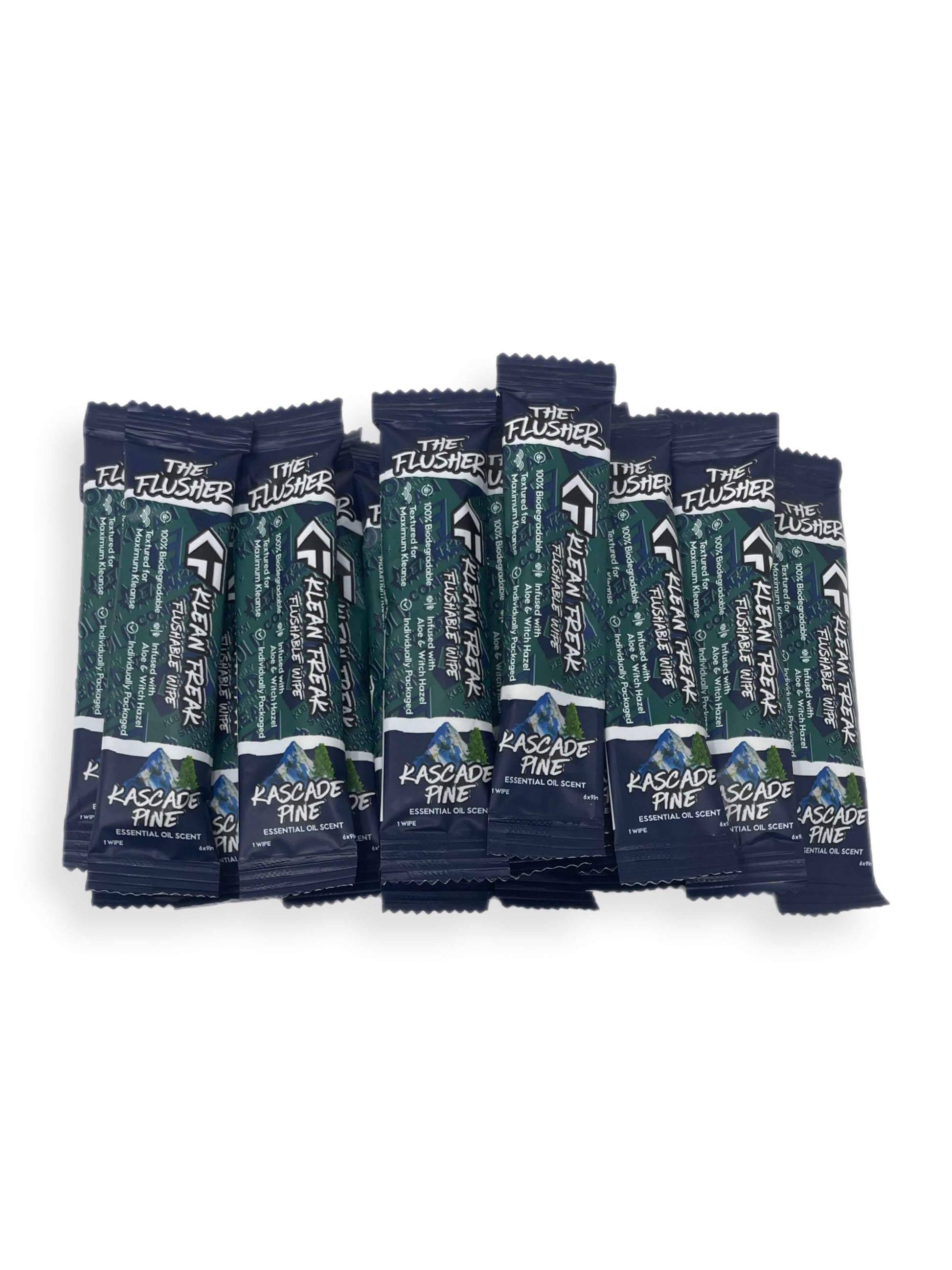 100 wipes of your favorite scent! The Klean Freak Flusher - Flushable wipe, helping you stay fresh and Klean during those dirty times...A fresh and Klean booty is our duty! Each wipe contains zero alcohol and is enhanced with Aloe and Witch Hazel for cool