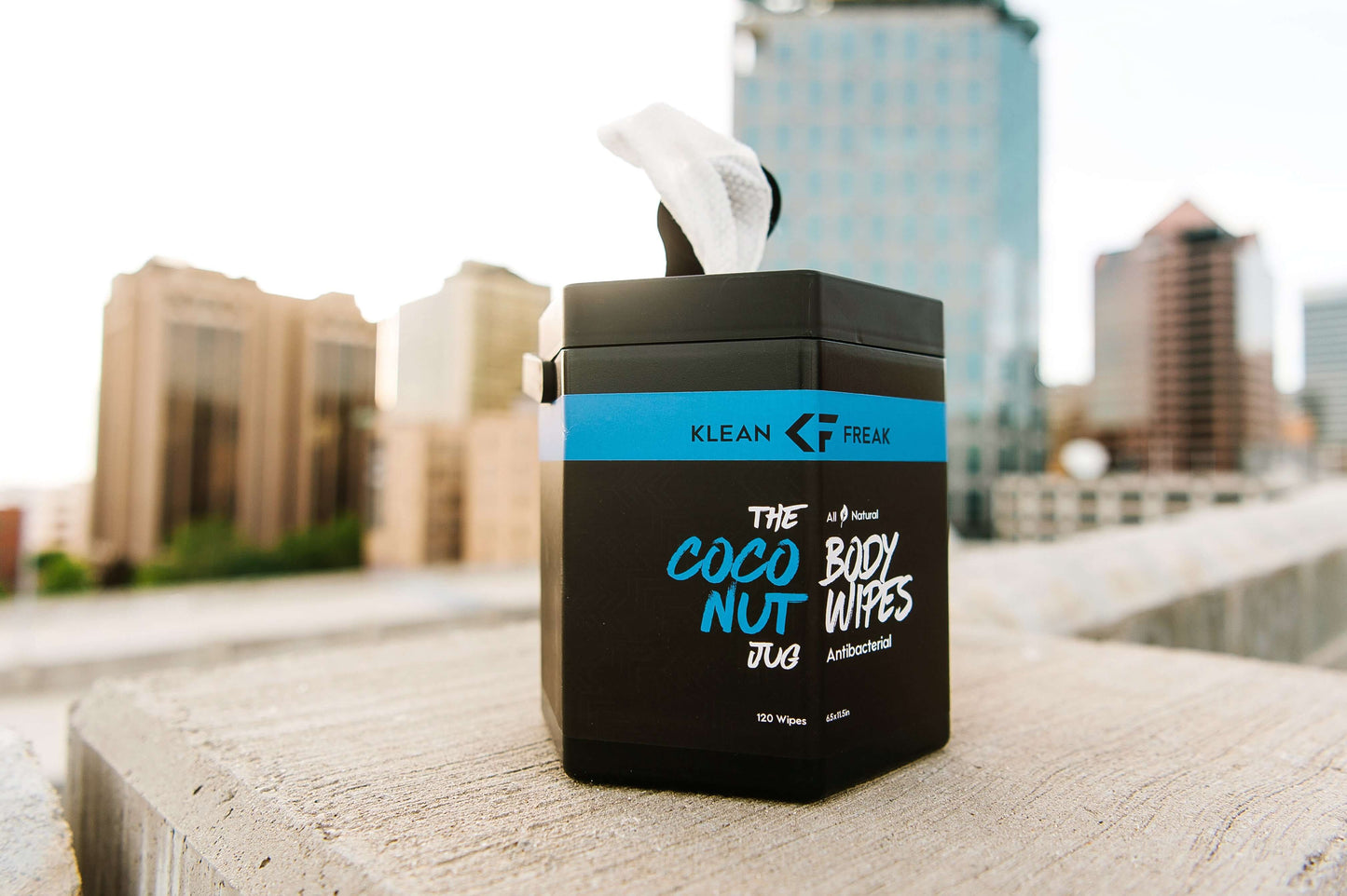 The Jug...made for all of those high traffic areas. Have your own in house gym, kids or going camping? Maybe you want this jug under your sink just because you are that big of a Klean Freak. Jug Details 120 wipes (all wipes in same bag) 6”x11” size wipe 7