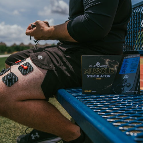 The features of the PlayMakar® SPORT Muscle Stimulator make it versatile and portable electric tens and ems units without sacrificing power. This system comes with 10 pre-set programs designed to help improve the quality of muscle warm-up, build strength,