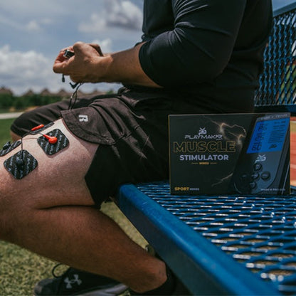 The features of the PlayMakar® SPORT Muscle Stimulator make it versatile and portable electric tens and ems units without sacrificing power. This system comes with 10 pre-set programs designed to help improve the quality of muscle warm-up, build strength,