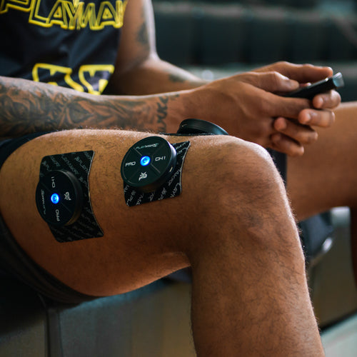 Completely wireless, the PlayMakar PRO is the ultimate take with you anywhere electrical muscle stimulator system. Comes with 14 programs designed to help build strength, maximize endurance, assist recovery, improve the quality of warm-up, manage pain, an