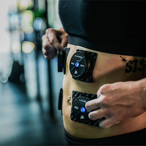 Completely wireless, the PlayMakar PRO is the ultimate take with you anywhere electrical muscle stimulator system. Comes with 14 programs designed to help build strength, maximize endurance, assist recovery, improve the quality of warm-up, manage pain, an