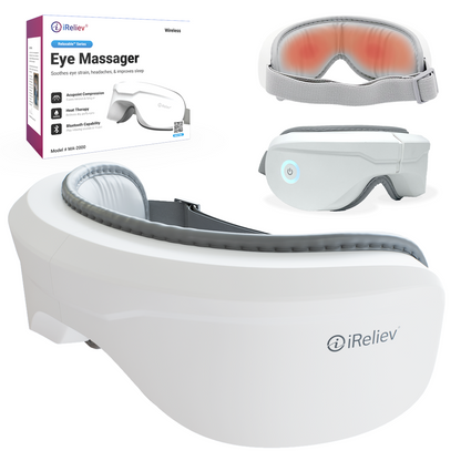iReliev Relaxable™ Eye Massager with Heat – your ultimate solution for soothing relief and relaxation! This Ireliev heated eye massager offers rhythmic compression therapy, heat, and vibration to target 10 acupressure points around your eyes.