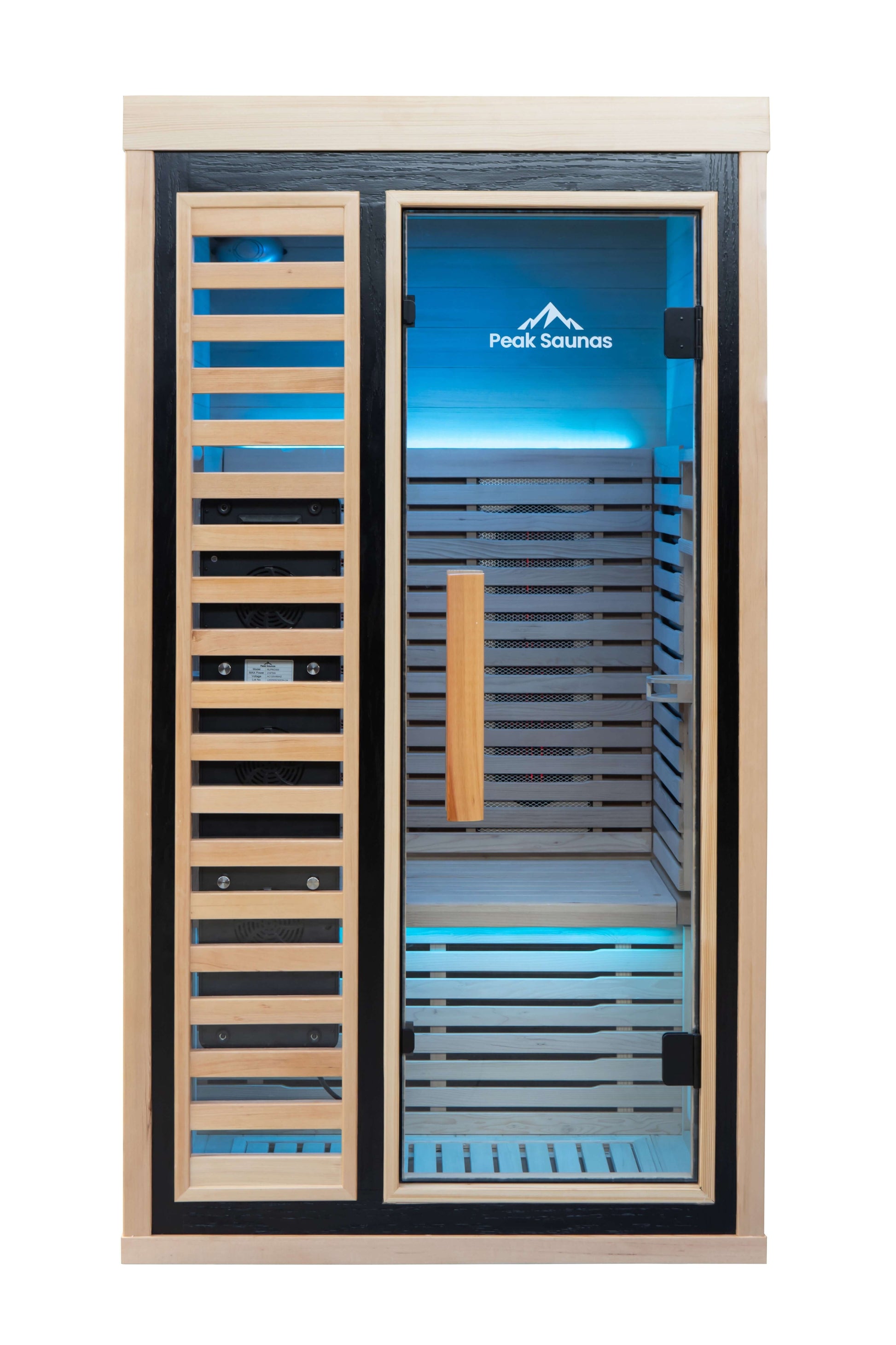 Reach the Peak of Wellness with Shasta Compact. Powerful. Premium. Introducing the Peak Saunas Shasta—a meticulously crafted 1-person infrared sauna designed for those who refuse to compromise on quality, technology, or wellness benefits. Built from susta